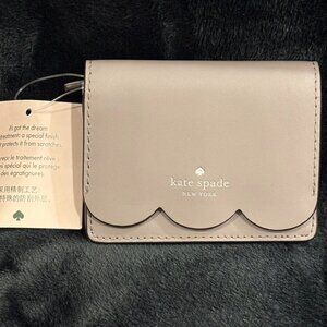 Kate Spade Gemma Scallop Flap Wallet Stone Gray Leather Small